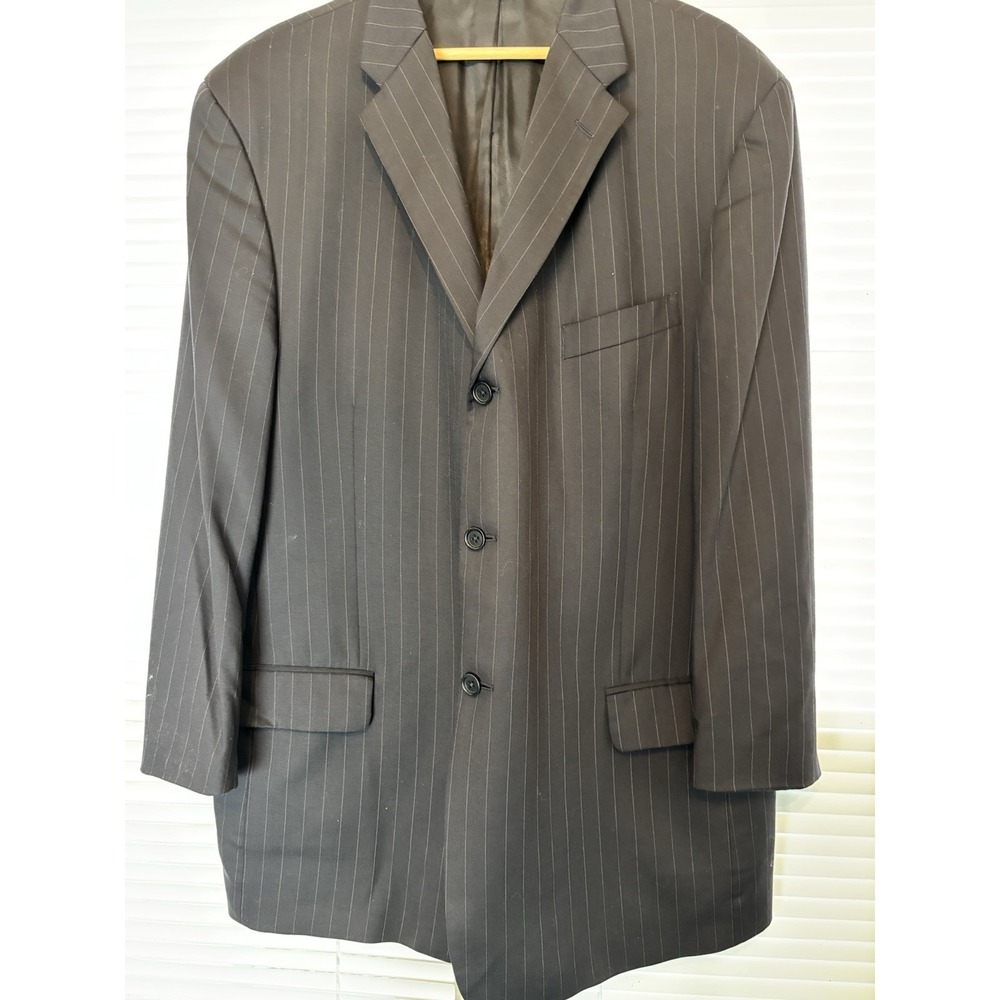 Claiborne Men's 50L Charcoal Pinstriped Wool Suit Coat Blazer Sport Coat Jacket